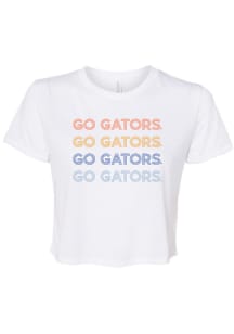 Florida Gators Womens White Neon Nights Crop Short Sleeve T-Shirt