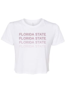 Florida State Seminoles Womens White Neon Nights Crop Short Sleeve T-Shirt
