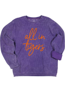 Clemson Tigers Womens Purple Barcelony Crew Sweatshirt