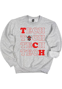 Texas Tech Red Raiders Womens Grey Stacked Crew Sweatshirt