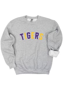 LSU Tigers Womens Grey Glory Days Crew Sweatshirt