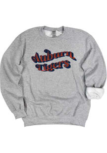 Auburn Tigers Womens Grey Retro Wave Crew Sweatshirt