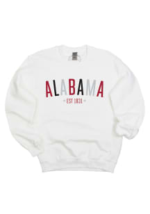 Alabama Crimson Tide Womens White Star Arch Crew Sweatshirt