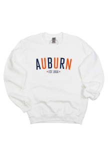 Auburn Tigers Womens White Star Arch Crew Sweatshirt
