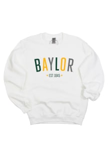 Baylor Bears Womens White Star Arch Crew Sweatshirt