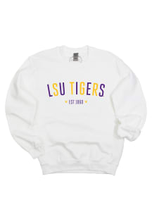 LSU Tigers Womens White Star Arch Crew Sweatshirt