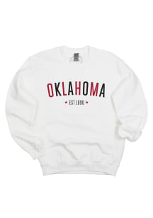 Oklahoma Sooners Womens White Star Arch Crew Sweatshirt