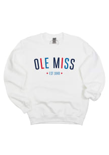 Ole Miss Rebels Womens White Star Arch Crew Sweatshirt