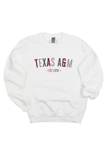 Texas A&amp;M Aggies Womens White Star Arch Crew Sweatshirt