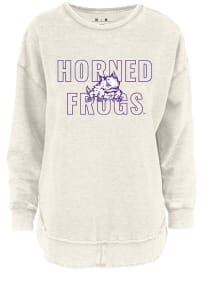 TCU Horned Frogs Womens Ivory Outline Crew Sweatshirt