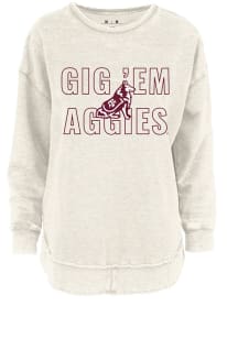 Texas A&amp;M Aggies Womens Ivory Outline Crew Sweatshirt