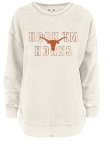 Texas Longhorns Womens Ivory Outline Crew Sweatshirt