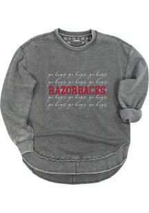 Arkansas Razorbacks Womens Grey Script Crew Sweatshirt