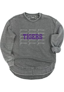 LSU Tigers Womens Grey Script Crew Sweatshirt