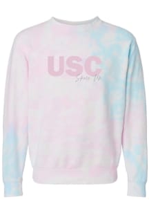 South Carolina Gamecocks Womens Pink Tie-Dye Crew Sweatshirt