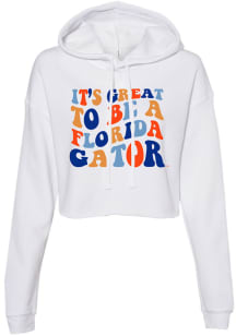 Florida Gators Womens White Groovy Crop Hooded Sweatshirt