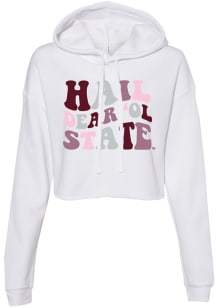 Mississippi State Bulldogs Womens White Groovy Crop Hooded Sweatshirt