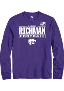 Maguire Richman Mens Purple K-State Wildcats NIL Stacked Box Long Sleeve Player T Shirt