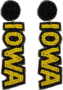 Beaded Logo Iowa Hawkeyes Womens Earrings - Black