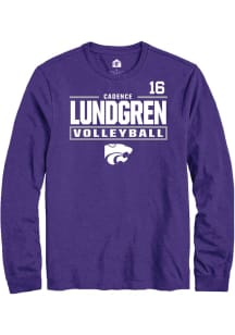 Cadence Lundgren Mens Purple K-State Wildcats NIL Stacked Box Long Sleeve Player T Shirt