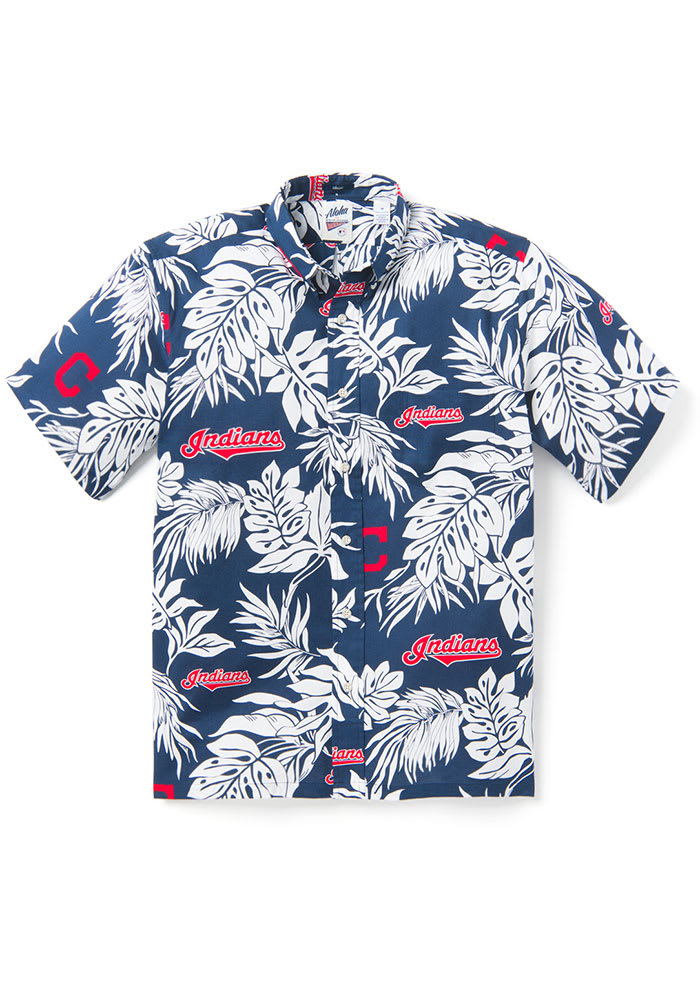 Reyn Spooner Men's Navy Cleveland Indians Aloha Button-Down Shirt