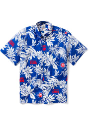 Chicago Cubs Mens Blue Aloha Short Sleeve Dress Shirt