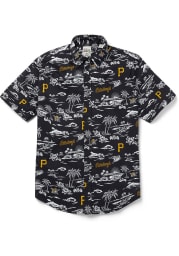 Pittsburgh Pirates Mens Black Kekai Performance Short Sleeve Dress Shirt