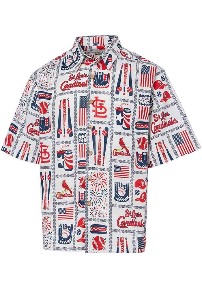 Men's Reyn Spooner White St. Louis Cardinals Americana Button-Up Shirt Size: Large