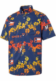 Reyn Spooner Houston Astros Mens Navy Blue City Connect Button Front Short Sleeve Dress Shirt