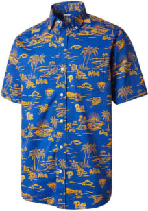 Reyn Spooner Pitt Panthers Mens Blue Kekai Short Sleeve Dress Shirt