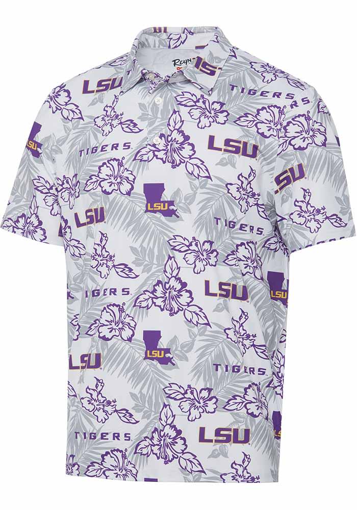 Reyn Spooner LSU Tigers Mens Pua WHITE Short Sleeve Polo