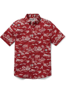 Reyn Spooner Alabama Crimson Tide Mens Red Kekai Short Sleeve Dress Shirt
