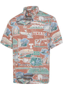 Reyn Spooner Texas Longhorns Mens Burnt Orange Scenic Classic Short Sleeve Dress Shirt