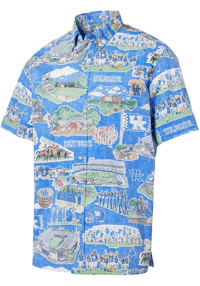 Reyn Spooner Kentucky Wildcats Mens Blue Scenic Classic Short Sleeve Dress Shirt