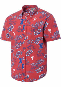 Reyn Spooner Philadelphia Phillies Mens Red Kekai Short Sleeve Dress Shirt