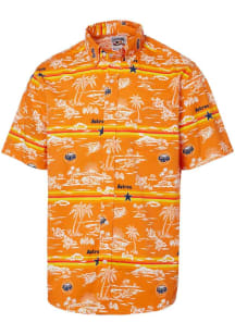 Reyn Spooner Houston Astros Mens Orange Kekai Cooperstown Short Sleeve Dress Shirt