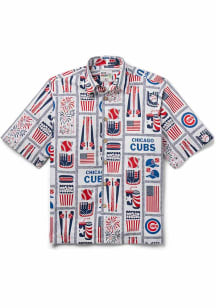 Reyn Spooner Chicago Cubs Mens White Americana Button Front Short Sleeve Dress Shirt
