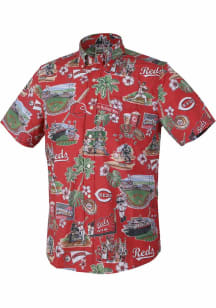 Reyn Spooner Cincinnati Reds Mens White Scenic Short Sleeve Dress Shirt