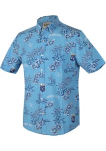 Reyn Spooner Kansas City Royals Mens Light Blue Game Day Short Sleeve Dress Shirt