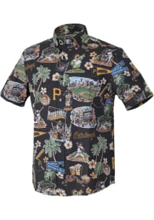 Reyn Spooner Pittsburgh Pirates Mens Black Scenic Short Sleeve Dress Shirt