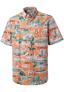 Reyn Spooner Oklahoma State Cowboys Mens Orange Classic Button Scenic Short Sleeve Dress Shirt