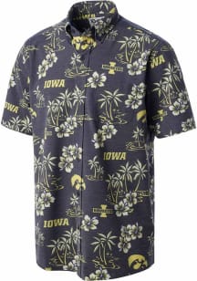 Mens Iowa Hawkeyes Black Reyn Spooner Kekai Button 24 Short Sleeve Dress Shirt