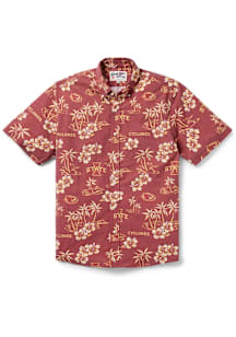 Reyn Spooner Iowa State Cyclones Mens Cardinal Kekai Short Sleeve Dress Shirt