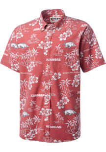 Reyn Spooner Arkansas Razorbacks Mens Cardinal Kekai Short Sleeve Dress Shirt
