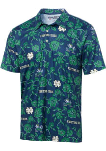 Reyn Spooner Notre Dame Fighting Irish Mens Navy Blue PUA Short Sleeve Fashion Polo
