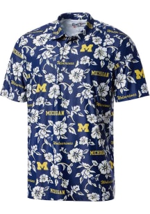 Mens Michigan Wolverines Navy Blue Reyn Spooner PUA Short Sleeve Polo Shirt