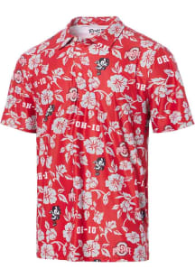 Mens Ohio State Buckeyes Red Reyn Spooner PUA Short Sleeve Fashion Polo