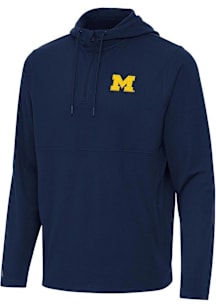 Antigua Michigan Wolverines Mens Navy Blue Connected Short Sleeve Qtr Zip