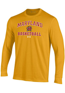 Under Armour Maryland Terrapins Gold Basketball Performance Long Sleeve T Shirt