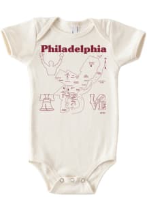 Philadelphia Baby White Map State Shape Short Sleeve One Piece